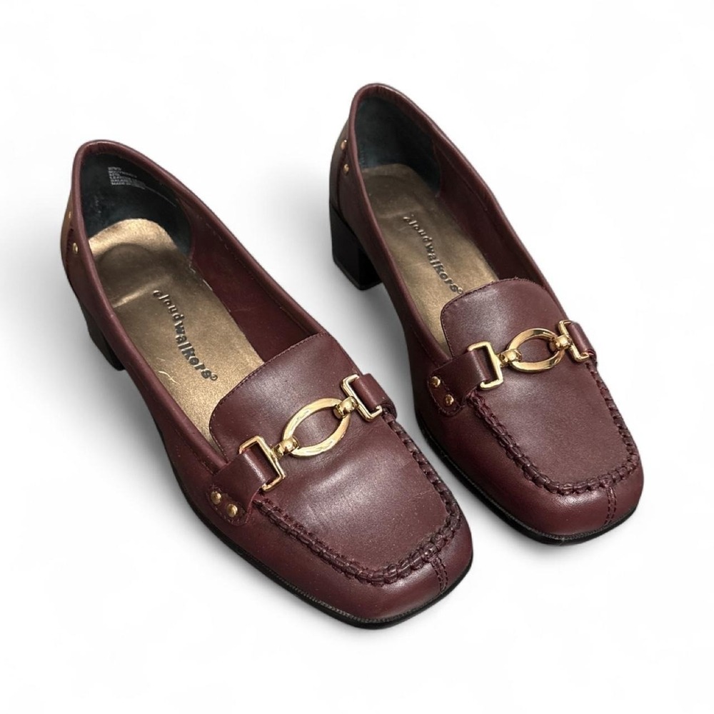 Women's 10 WW Burgundy Brown Leather Horsebit Loafers Preppy Chic